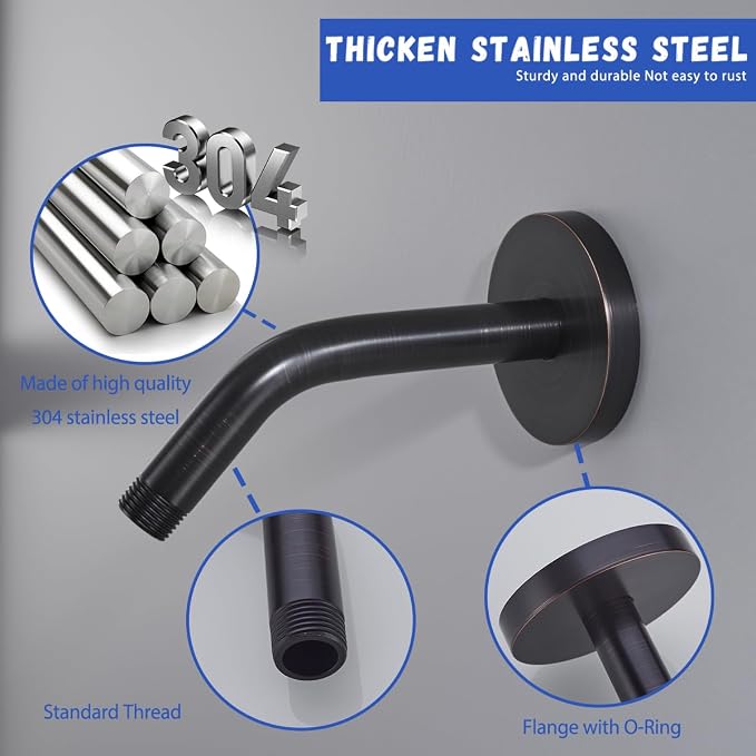 Wall Mounted Shower Arm Extension Head Holder Stainless Stee - Image 2