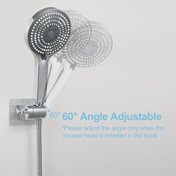 OFFO Shower Head Holder, Strong Adhesive Shower Hooks, 60° Adjustable - Image 4