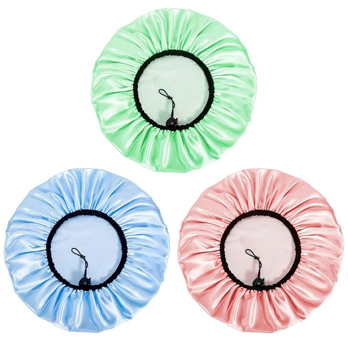 Auban Shower Cap for Women, Adjustable Reusable, Extra Large, Double-Layer - Image 3