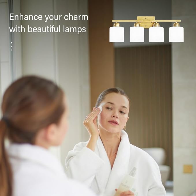 4 Light Gold Light Fixture Bathroom, Brushed Gold Vanity Light - Image 6