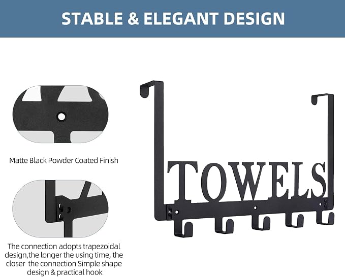 Over The Door Hooks, Towel Rack - Image 4