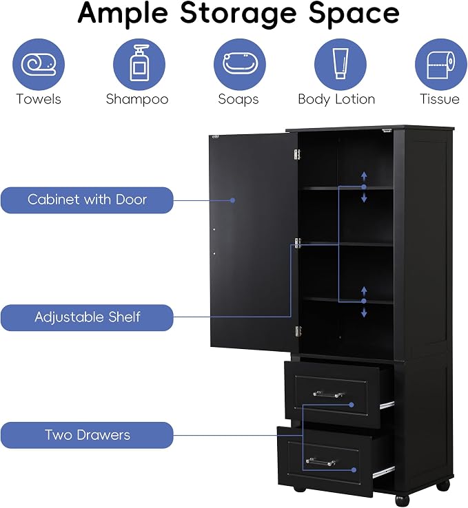 Tall Narrow Storage Cabinet, Wood Storage Cabinet - Image 4