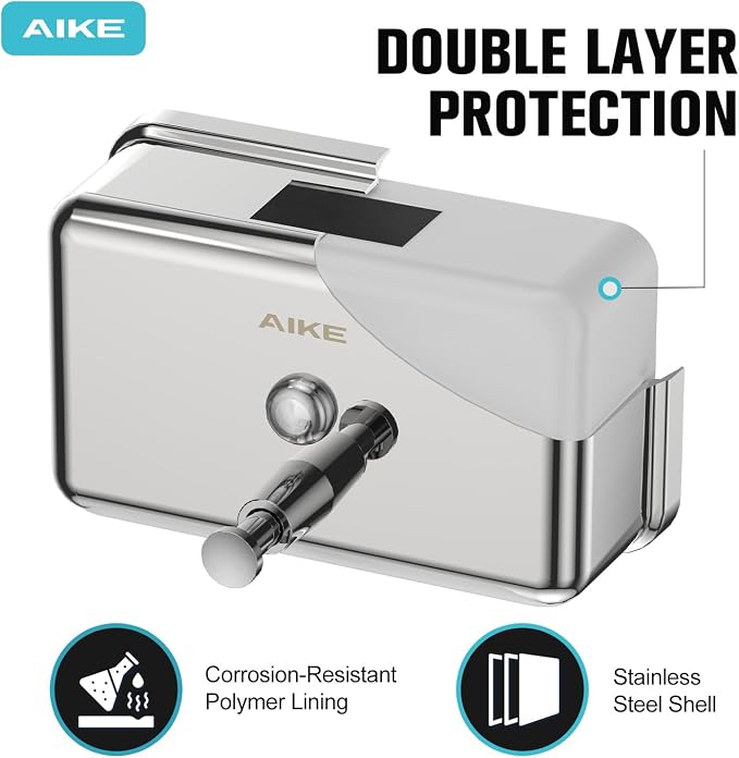 AIKE AK1005 Commercial Soap Dispenser – 37oz Capacity, Polished Stainless Steel - Image 3
