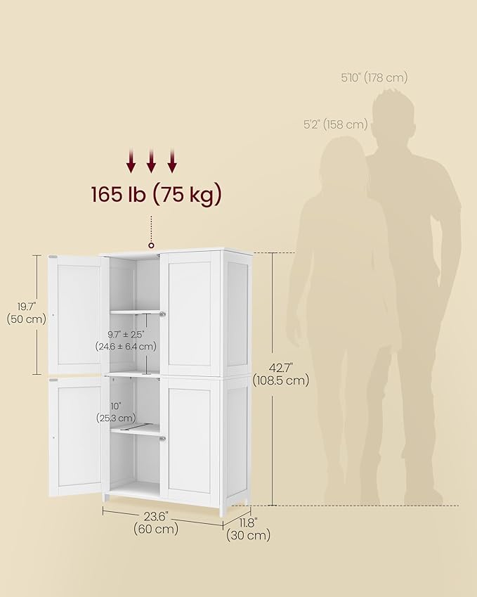 VASAGLE Floor Storage Cabinet, Shaker Cabinet - Image 3