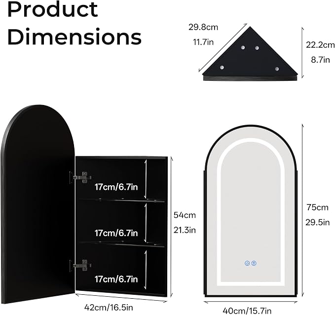 LED Corner Medicine Cabinet - Image 2