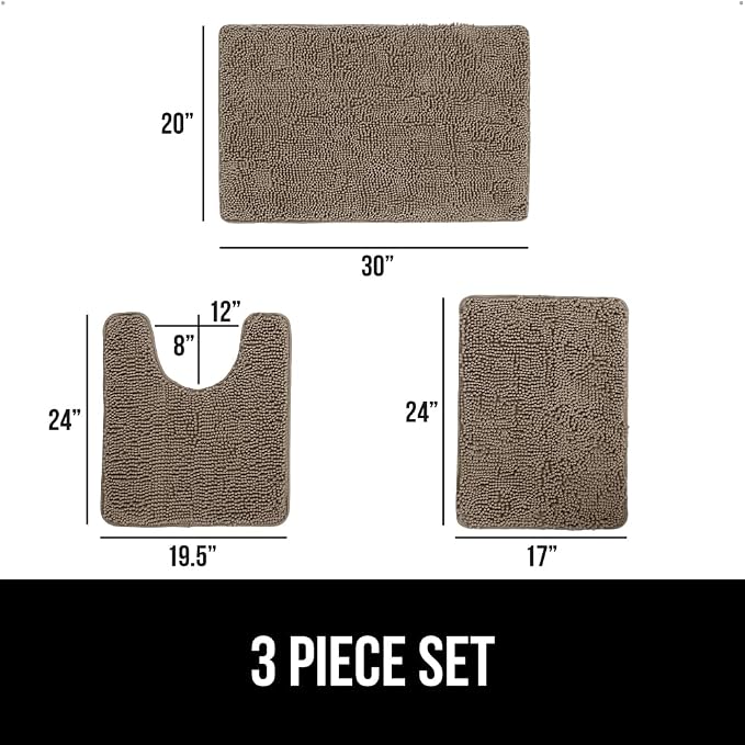 GORILLA GRIP Bathroom Rug Sets 3 Piece, Bath Mat Set and Oval Toilet Base - Image 2
