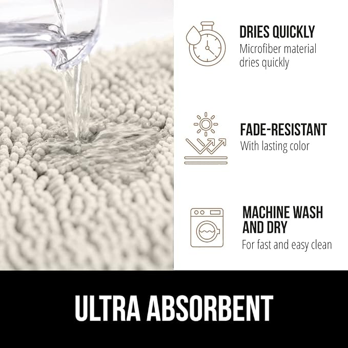 GORILLA GRIP Bath Rug Mat 60x24, Thick Soft Absorbent Chenille, Quick Dry - Image 5