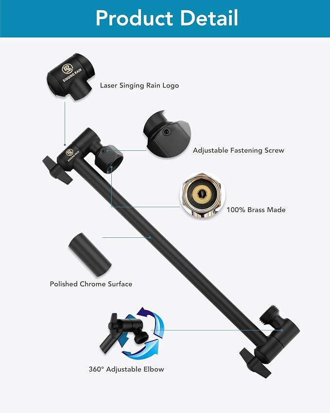 11 Inch Adjustable Shower Head Extension Arm - Image 6