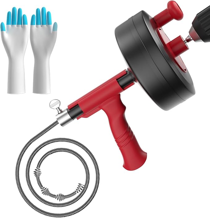 Drain Snake, 25ft Flexible Steel Drain Auger by KINGLEV