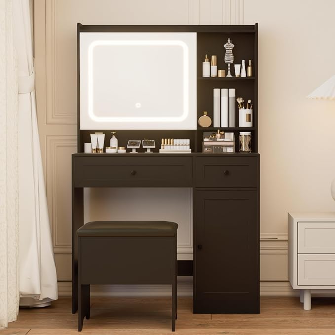 Vanity Table with Hidden Storage & LED Mirror - Image 2