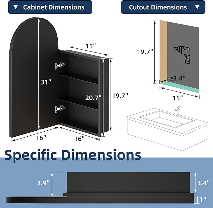 Medicine Cabinets for Bathroom, Modern Bathroom Vanity Mirror - Image 3