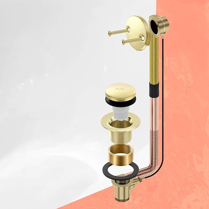 Gold Bathtub Drain Tip-Toe Tub Trim Set - Image 6