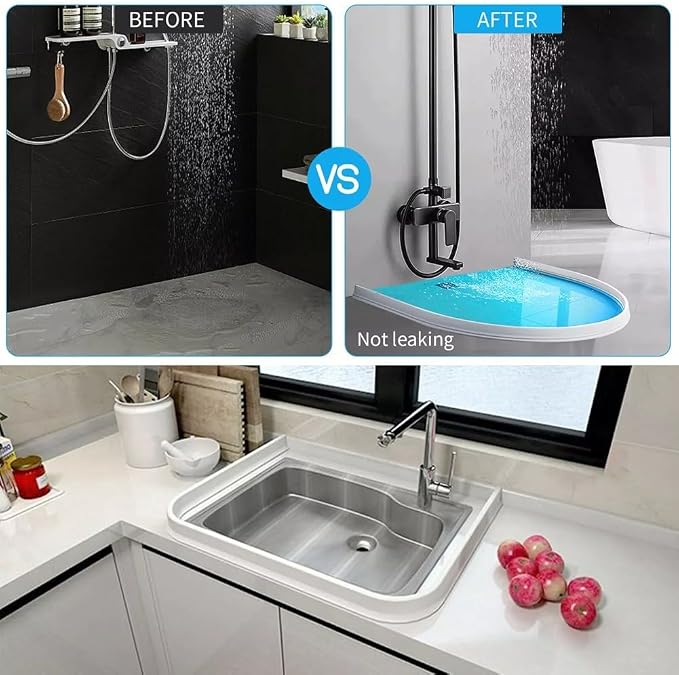 Flexible Rubber Shower Water Stopper Strip, 2m Length Bathroom Floor Dam Barrier - Image 4