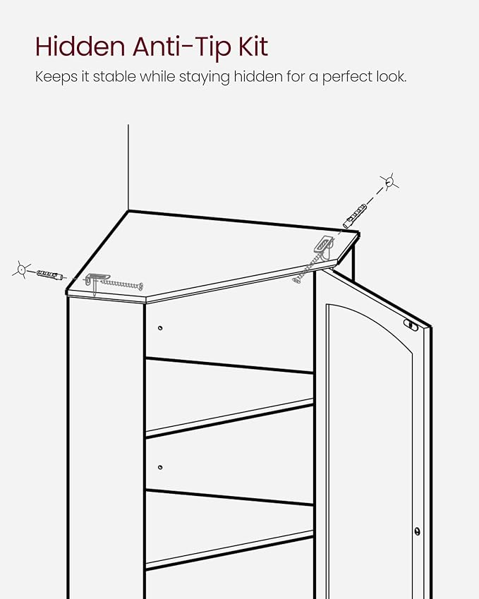 VASAGLE Corner Cabinet, Tall Corner Storage Cabinet - Image 6