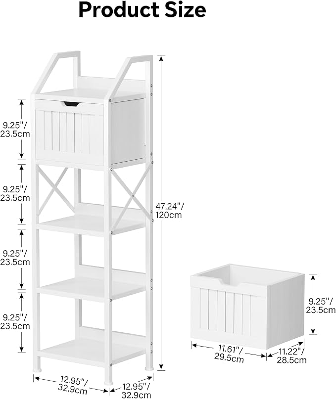 Bathroom Floor Cabinet, 5-Tier Bathroom Storage Organizer Rack - Image 3