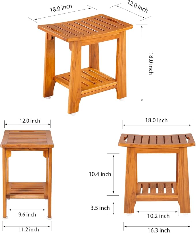 18" Standard Teak Shower Bench - Image 7