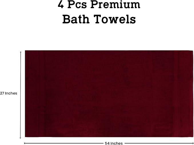 Casa Lino Burgundy Bath Towels Set of 4 - Image 4
