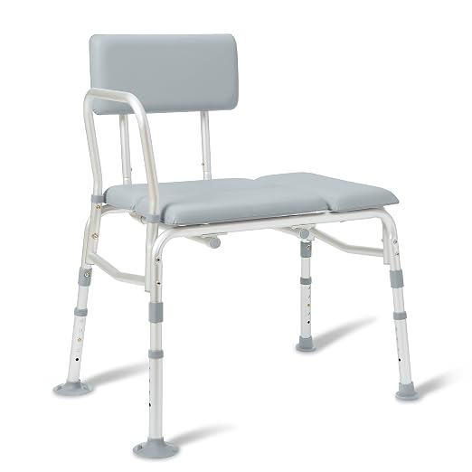 Medline Padded Transfer Bench for Bathtub and Shower, Height Adjustable by Medline