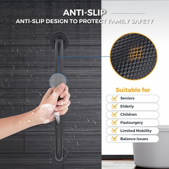 Grab Bars for Shower, 2 Pack 18-Inch Anti Slip Shower Handles for Elderly - Image 3