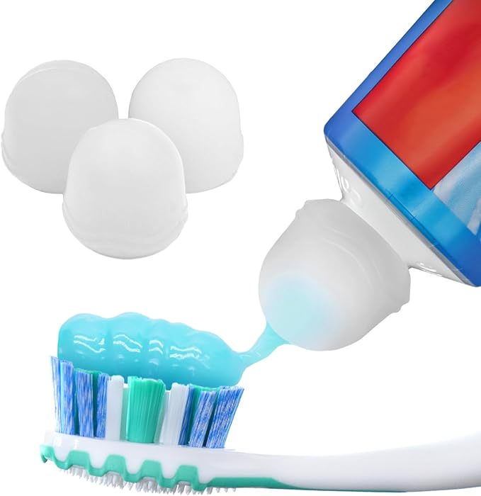 Chrome Cherry SqueezMe Self-Closing Toothpaste Caps, Silicone Lid by ChromeCherry