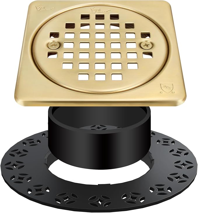 4” Shower Floor Drain Grate Kit Brushed Brass by Yaseingoo