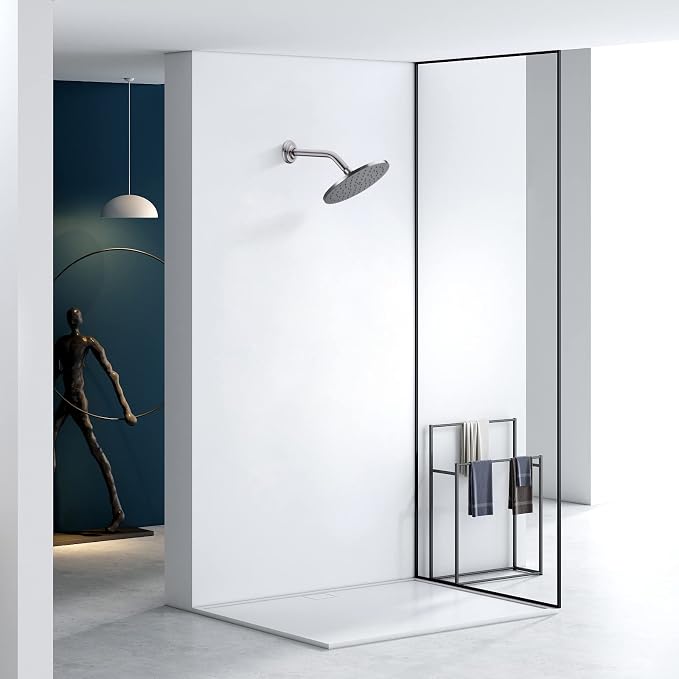 9 Inch Angled Shower Arm Brushed Nickel, Curved Shower Head Pipe - Image 3