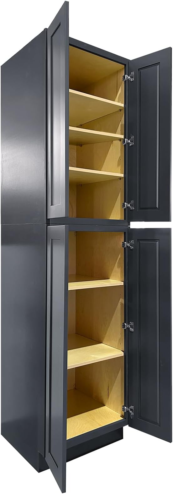 Pantry Cabinet, 4-Soft Close Door, 5 Adjustable Shelves, 2 Portion, Unassembled by Lieeres