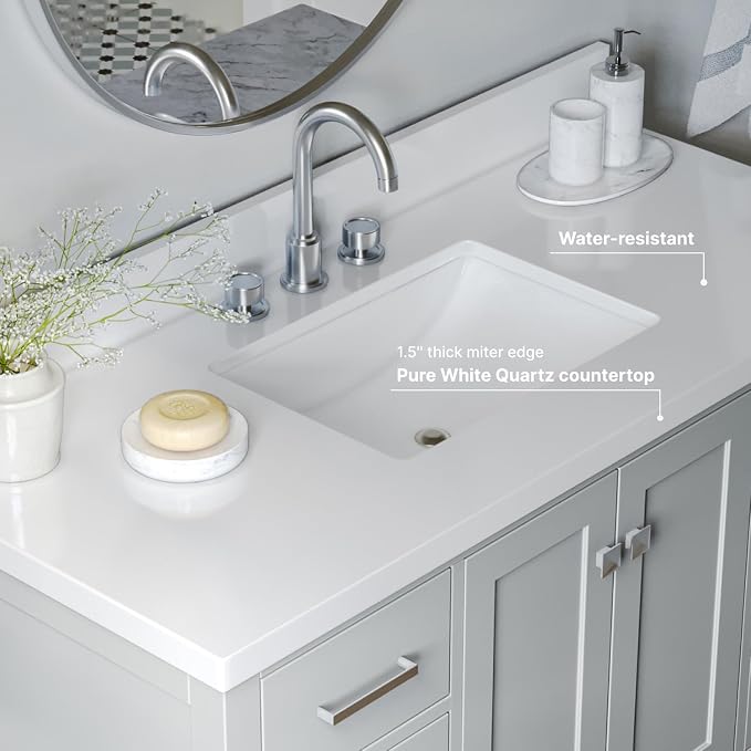 ARIEL Cambridge 49" Grey Bathroom Vanity - Image 5