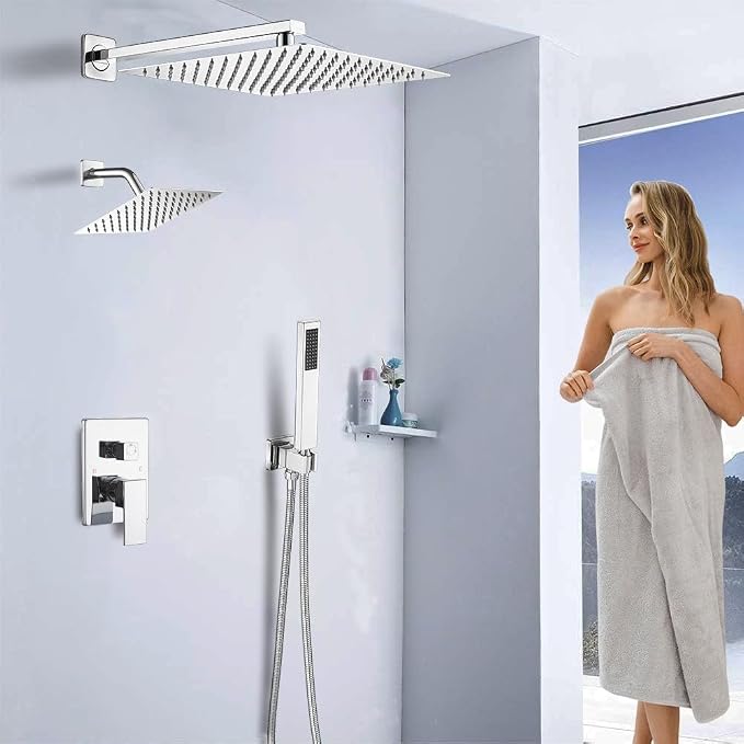 Shower Faucet Set Polished Chrome Shower System, Knob Switch Diverter Shower - Image 2