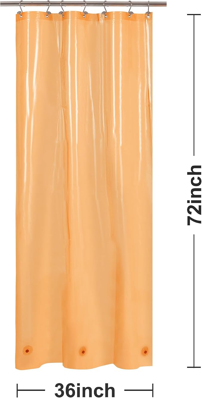 Barossa Design Clear Orange Stall Shower Curtain Liner 36" W x 72" H - Image 7