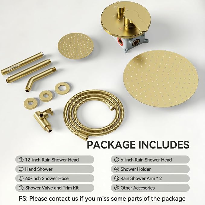Shower Systems Shower Faucet Sets STARBATH 3 Way 12+6" Round Dual Rainfall - Image 8