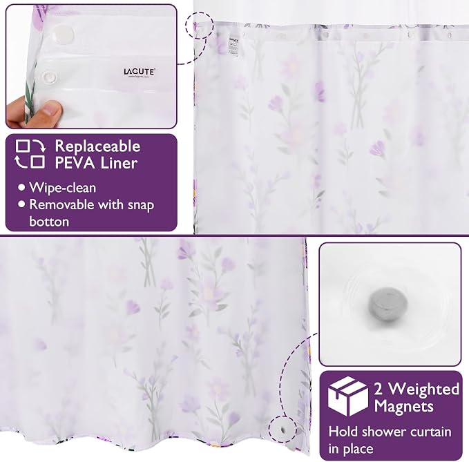 Lagute SnapHook Floral Shower Curtain - Image 4