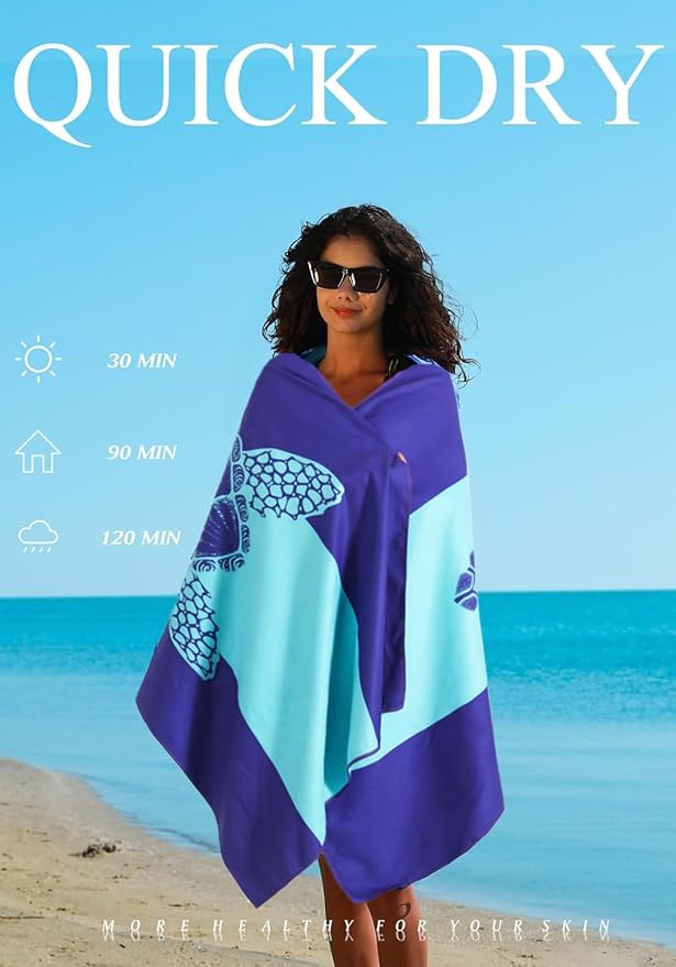 4 Pack Microfiber Lightweight Thin Beach Towel Sand Free Quick Dry Super - Image 6