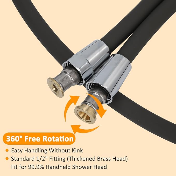 59 Inches Shower Hose Ultra-Soft Silicone Shower Hose Extension Anti-Kink - Image 3