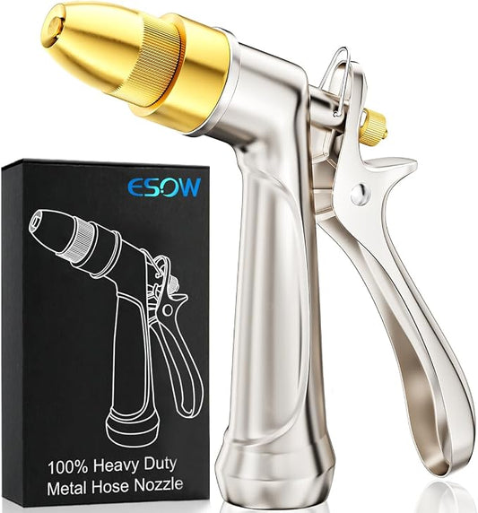 ESOW Garden Hose Nozzle, 100% Heavy Duty Metal Spray Gun by ESOW