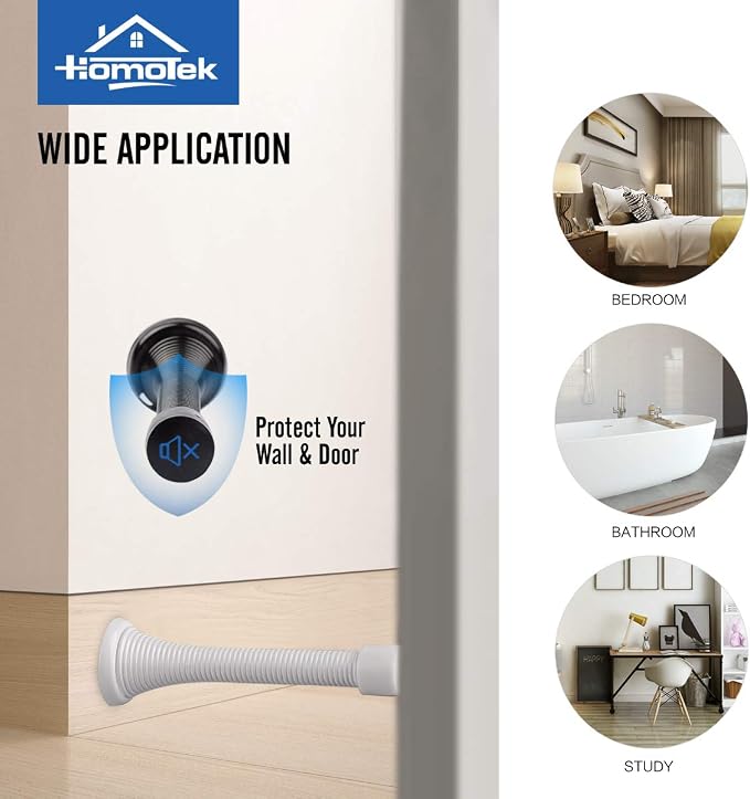 HOMOTEK 30 Pack Spring Door Stops, 3-1/8” Heavy Duty Door Stop - Image 3