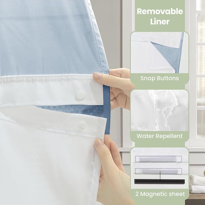Inhousolu Extra Long No Hook Shower Curtain - Image 5