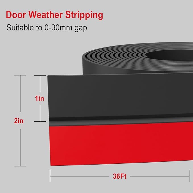 Door Seal Strip for Door Frame, 36ft Silicone Door Gap Filler, Shower Glass - Image 2