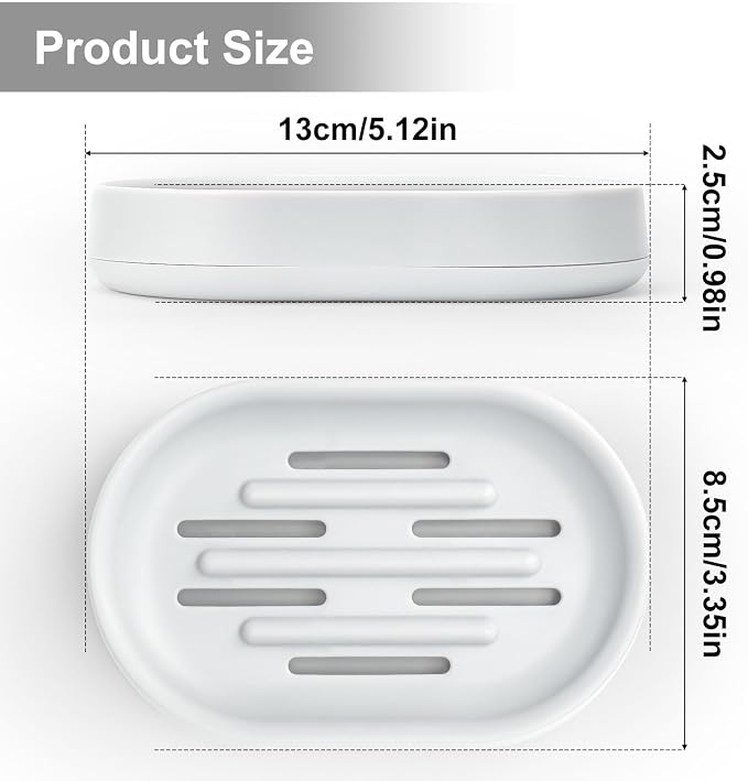 Topsky 2 Pack Soap Dish for Shower, Oval Plastic White Soap Bar Holder - Image 3