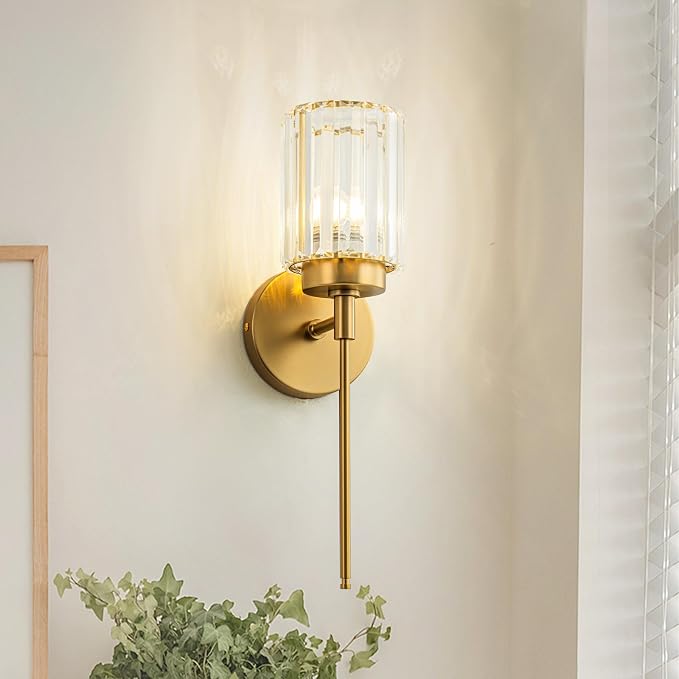 Single Gold Wall Sconce, Modern Vanity Lighting Fixture by HUOKU