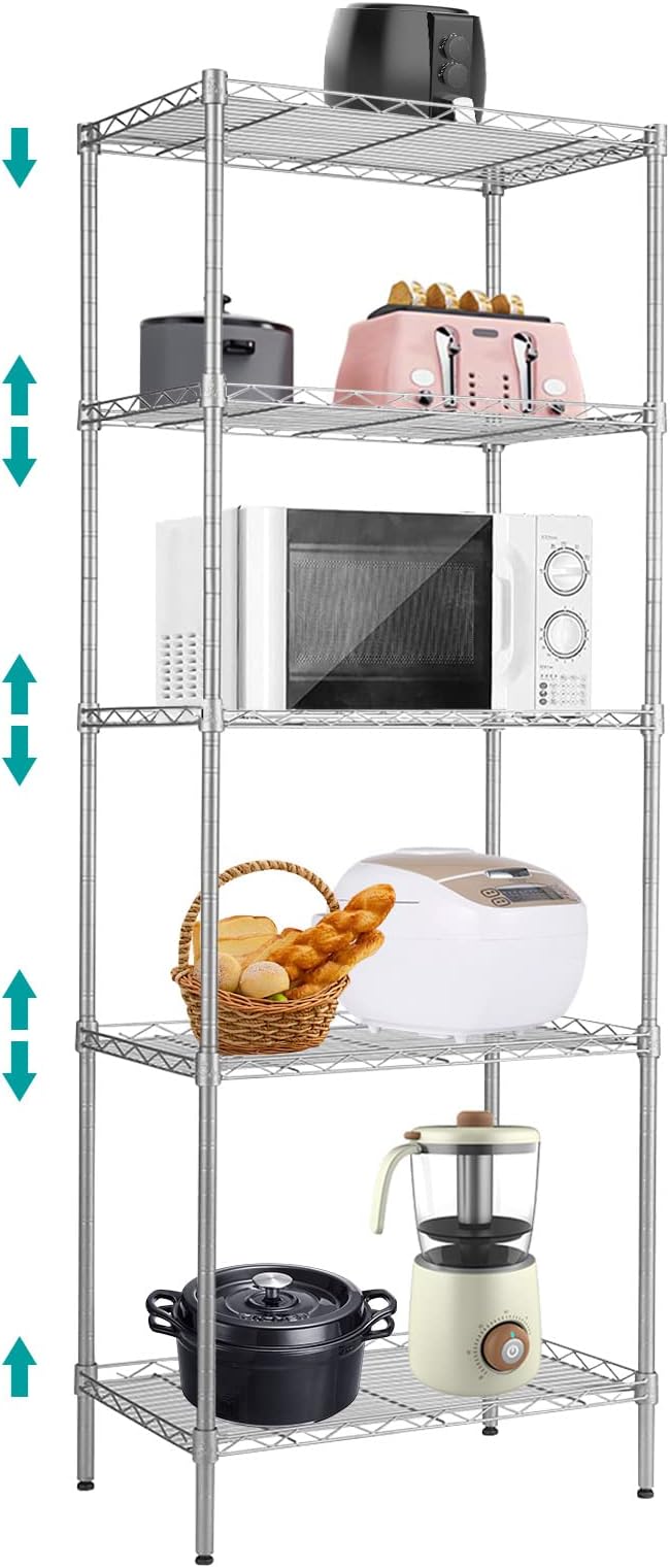BNSPLY 5 Tier Wire Shelving Unit, Adjustable Wire Rack Shelving, Changeable by BNSPLY