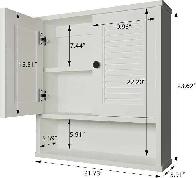 WPC Bathroom Cabinet Wall Mounted, Over Toilet Storage Organizer Adjustable - Image 2