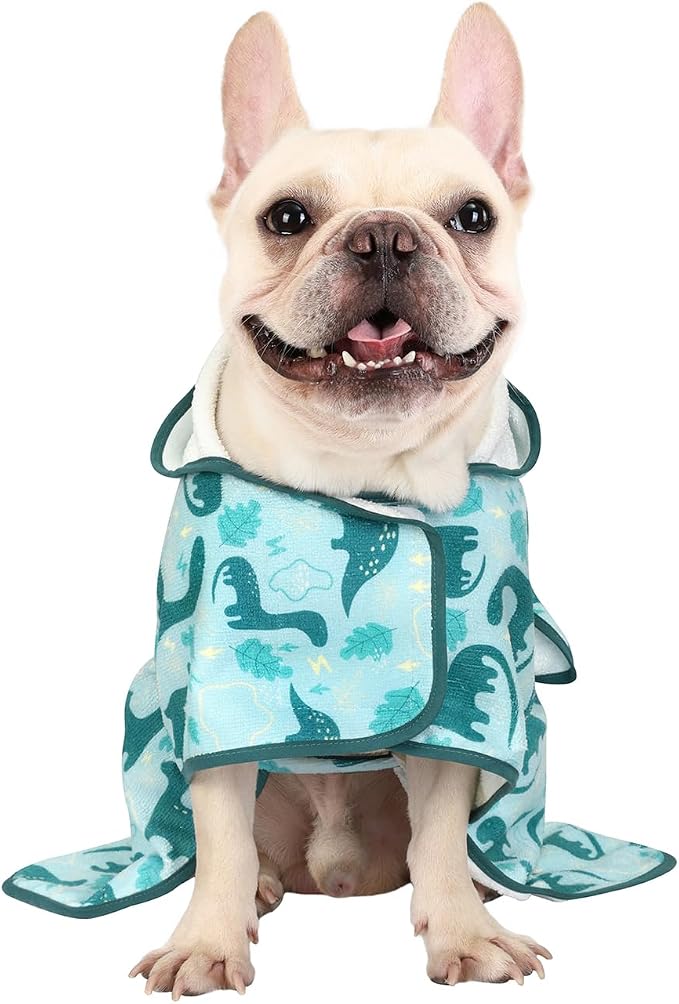 HDE Dog Bathrobe Super Absorbent Quick Drying Puppy Towel Wrap Coat Adjustable - Image 4