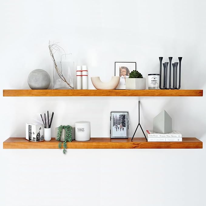 Homeforia Floating 60 inch Oak Shelves, High End Solid Real Wood 60inch by Homeforia