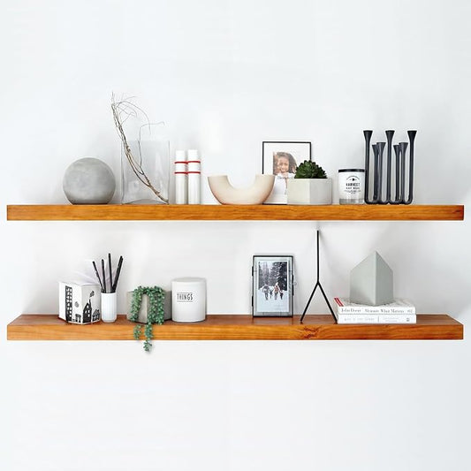 Homeforia Floating 60 inch Oak Shelves, High End Solid Real Wood 60inch by Homeforia
