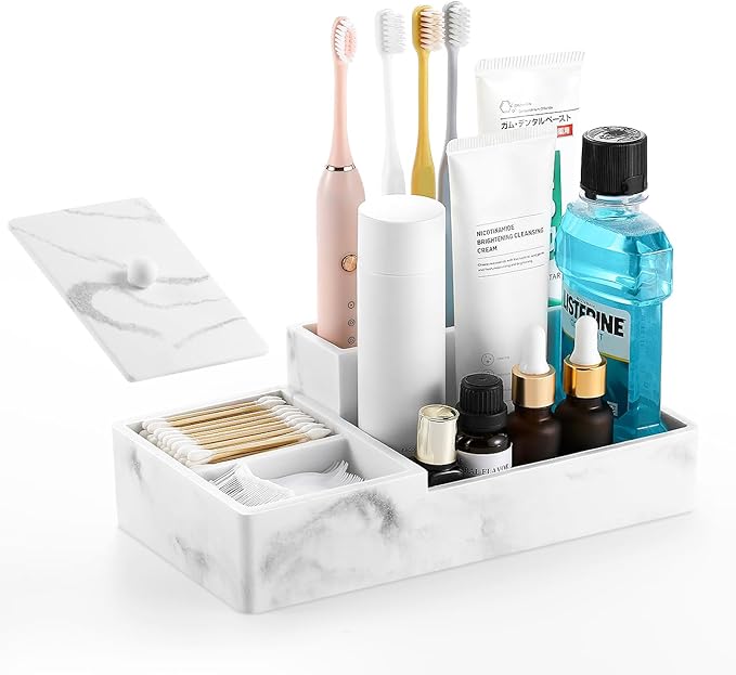 Luxspire Bathroom Counter Organizer, Marble Toothbrush Holder by Luxspire