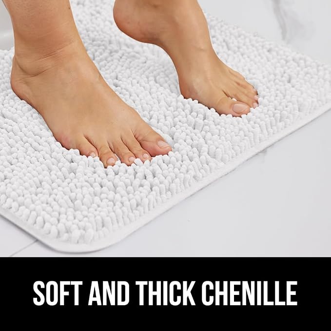GORILLA GRIP Plush Absorbent Shaggy Chenille Bath Rug Mat - Image 4