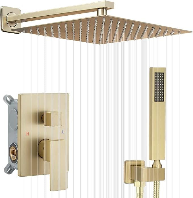 Shower Faucet Set 16 Inch Wall Mount Rain Shower System, All Metal Shower by YCAIKOI