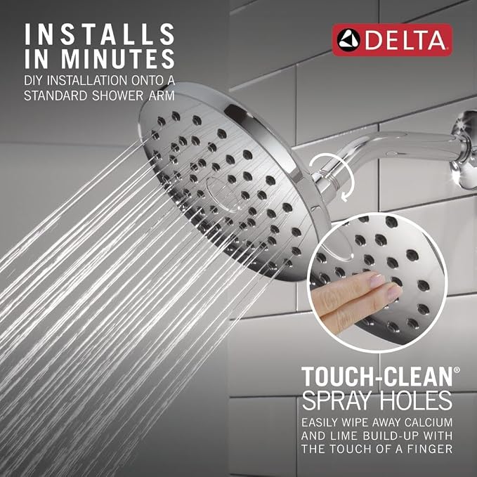 Delta PivotPro Chrome Rain Showerhead, Single Setting 7 Inch Round Shower Head - Image 3