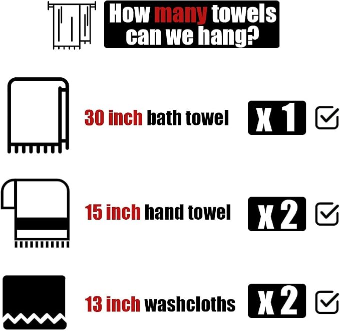 JQK Bath Towel Bar, 33 Inch 304 Stainless Steel Thicken 0.8mm Single Towel Rack - Image 8